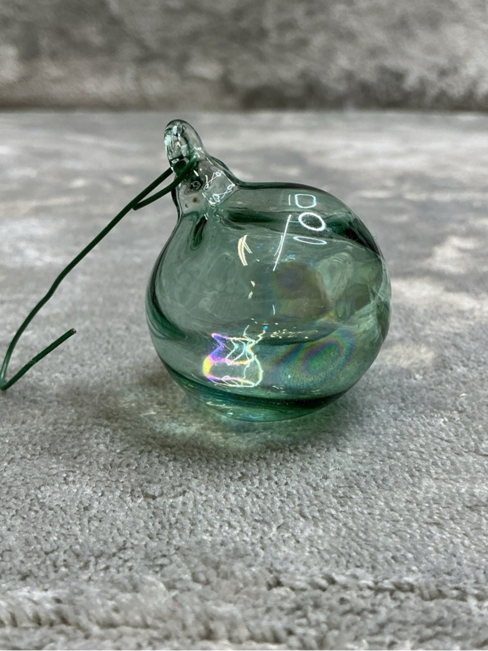 Hand Blown Glass Ornament Christmas Ball hanging Small unbranded green